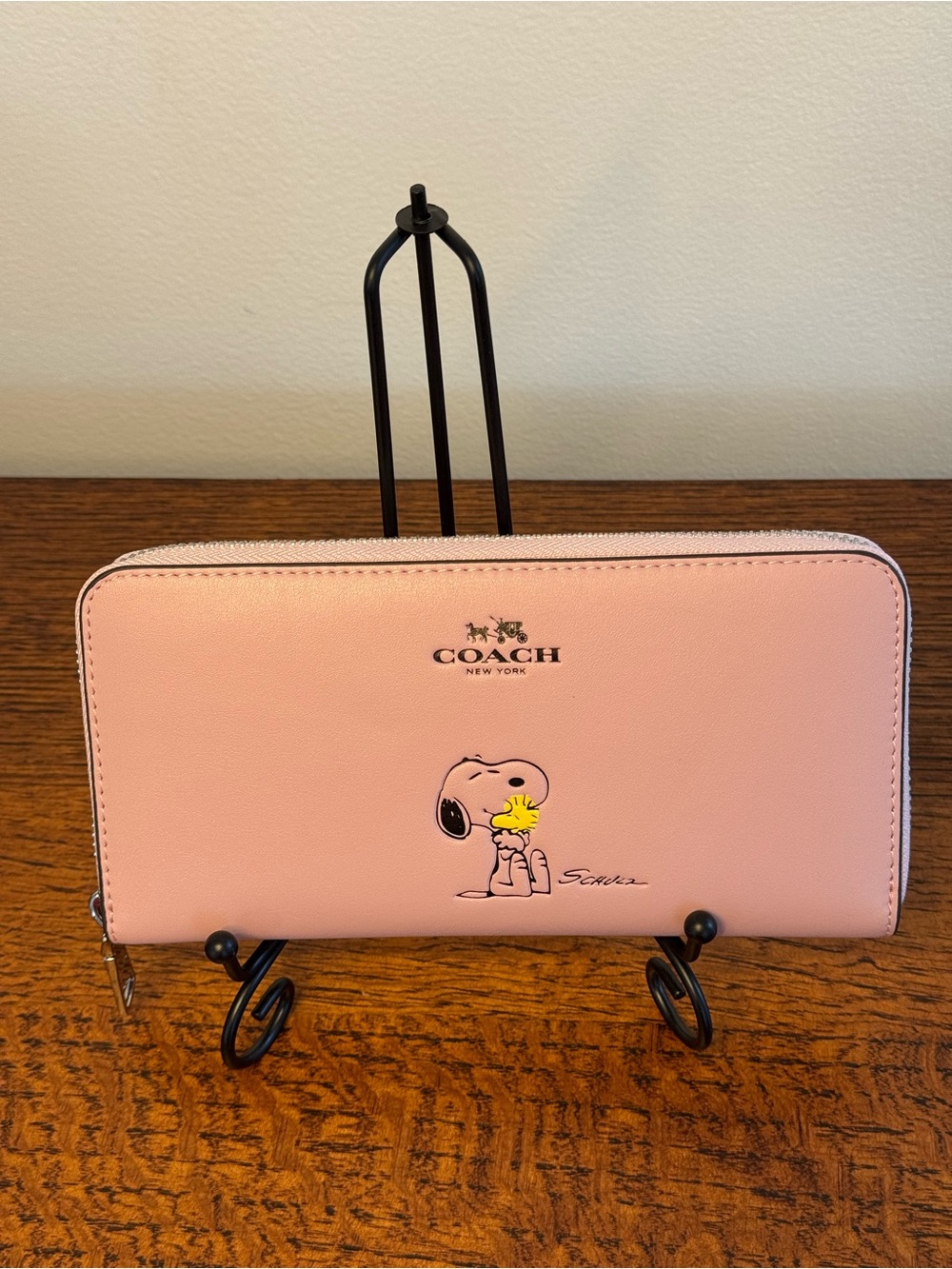 NWT Coach x Peanuts Snoopy Woodstock Accordion Leather Zip Wallet - Picture 2 of 11
